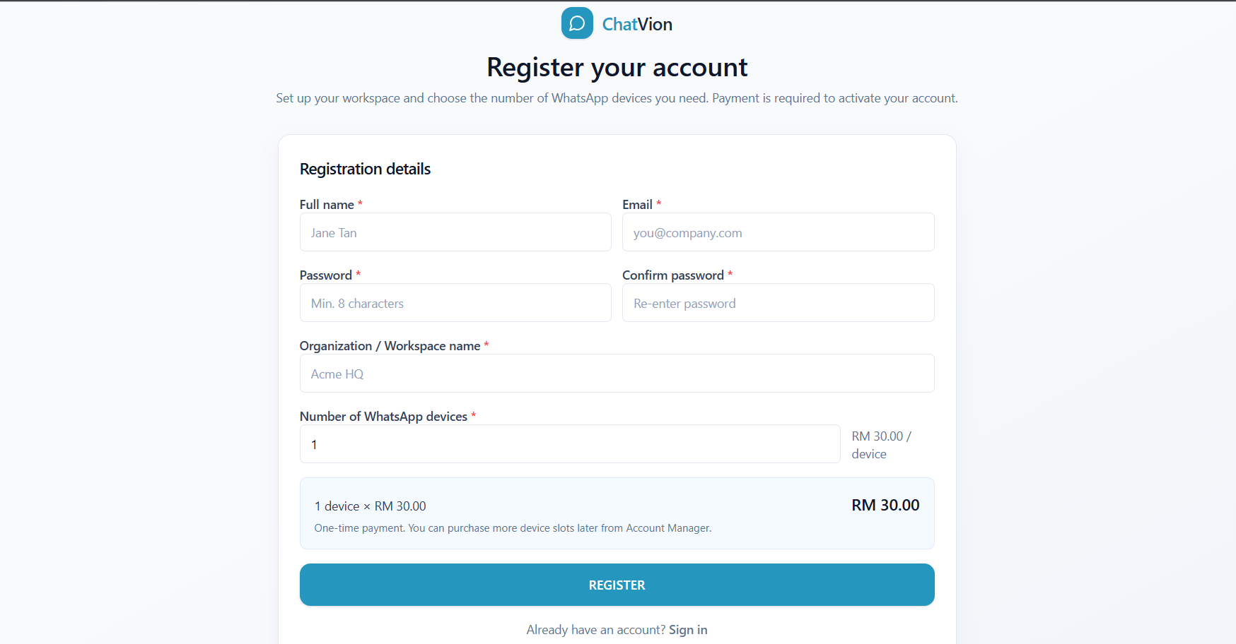 Chatvion platform dashboard